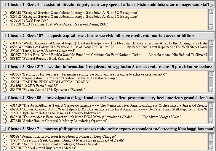 Picture of Scatter/Gather and Iterative Query Refinement